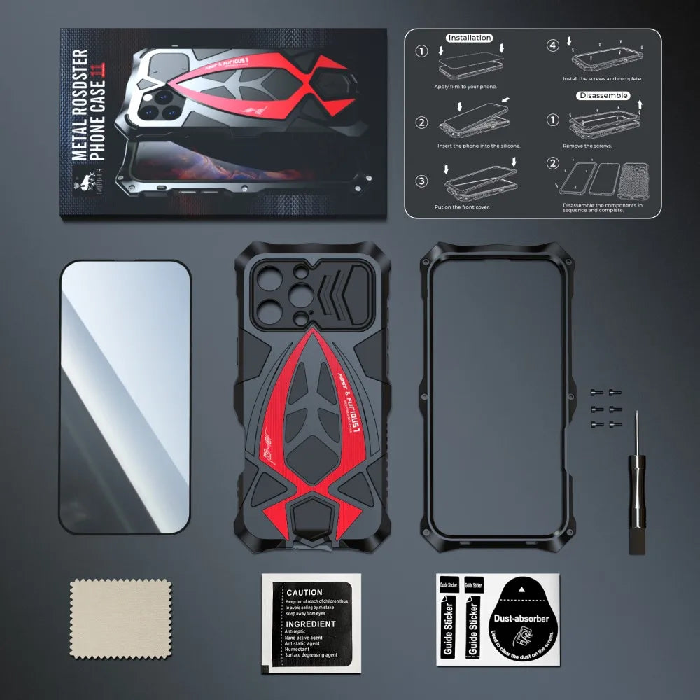Military Grade Anti Fall Sport Car Silicone Metal Case For iPhone