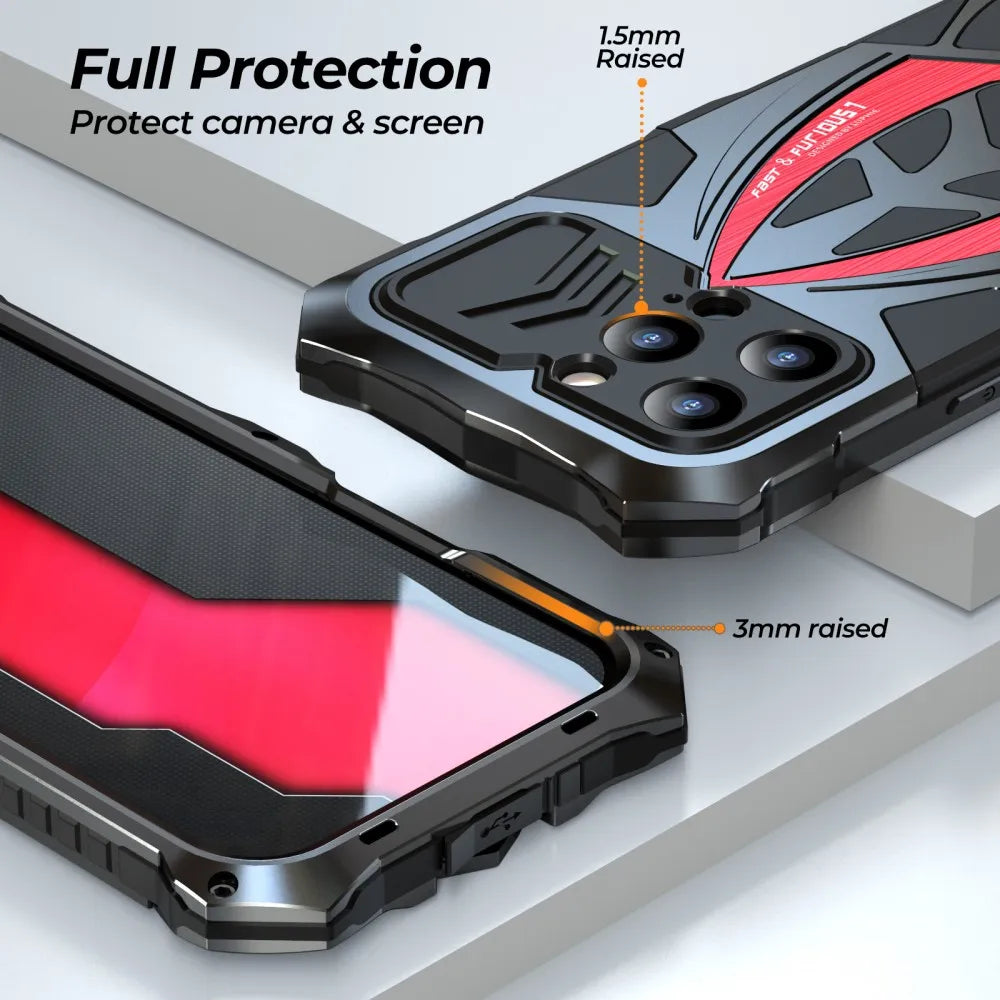 Military Grade Anti Fall Sport Car Silicone Metal Case For iPhone